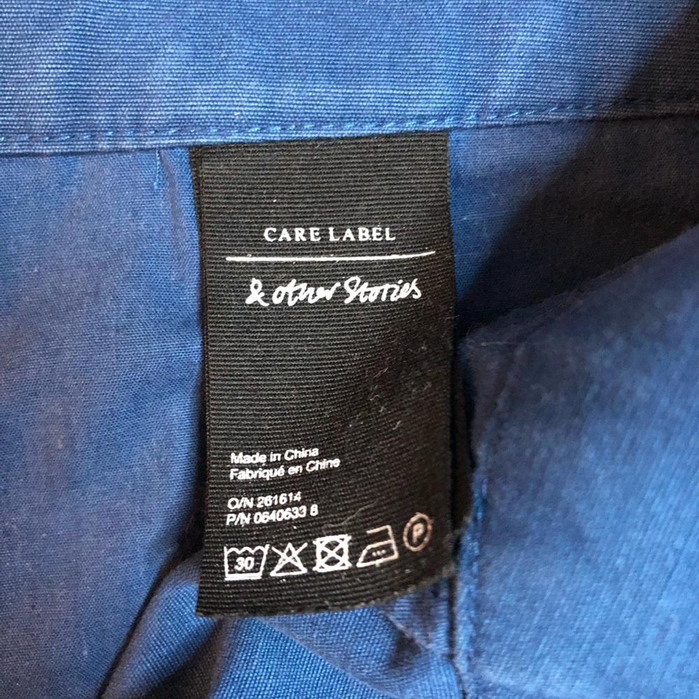 & Other Stories Blue High-Waisted Wide Leg Trousers Size 4 - Picture 8 of 8